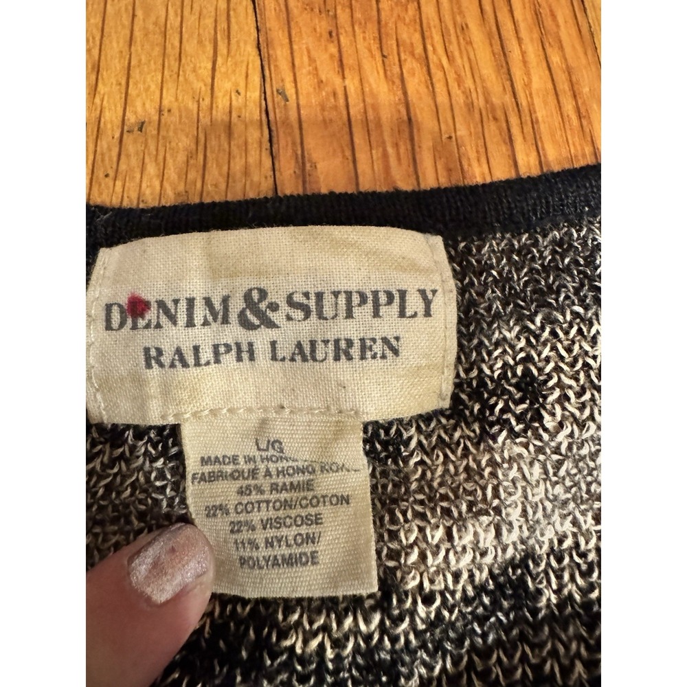 Ralph Lauren Denim & Supply Aztec Pattern Thin Knit Sweater L LS Black Women's - Picture 9 of 9
